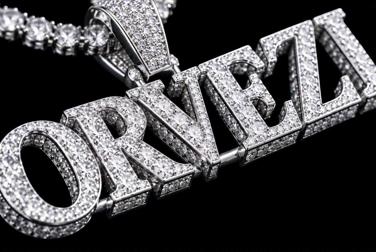 Custom ORVEZI letter pendant set with moissanite stones